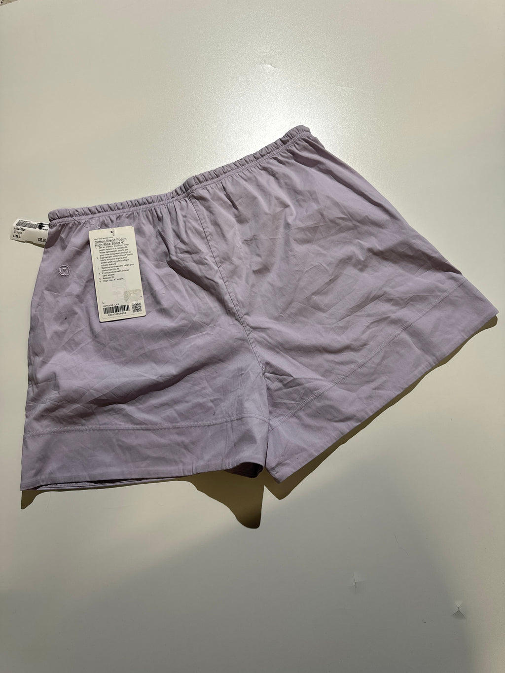 WOMEN LULULEMON COTTON-BLEND POPLIN SHORTS (L)
