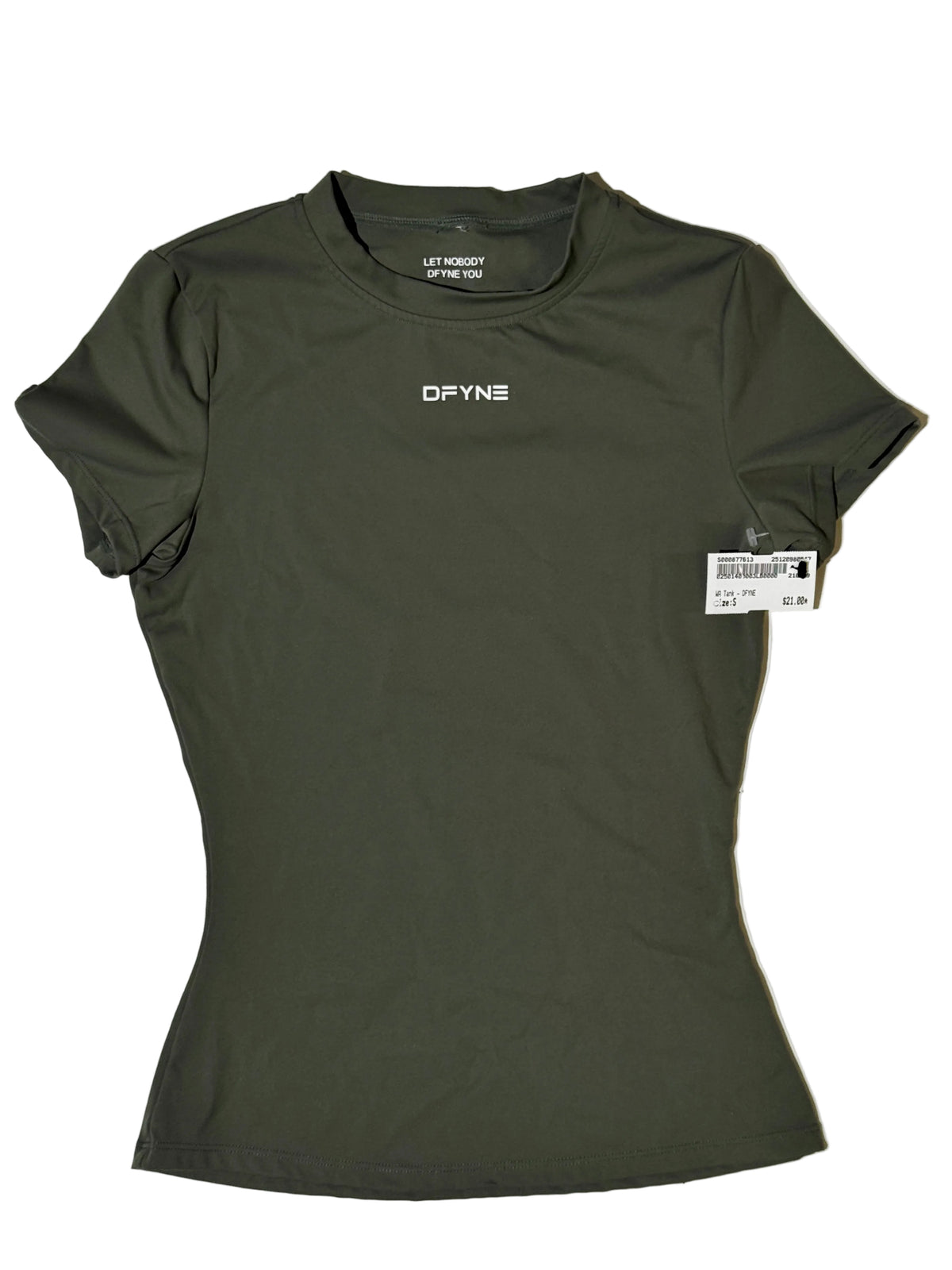 WOMEN DFYNE OLIVE ATHLETIC SHORT SLEEVE (S)